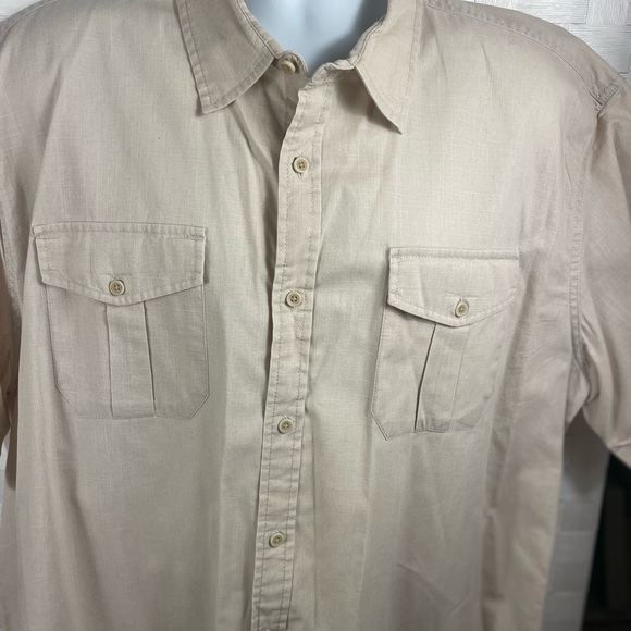 St. John's Bay Vintage Men's Beige 100% Cotton Cargo Button Down Shirt, Size XXL - Picture 3 of 4